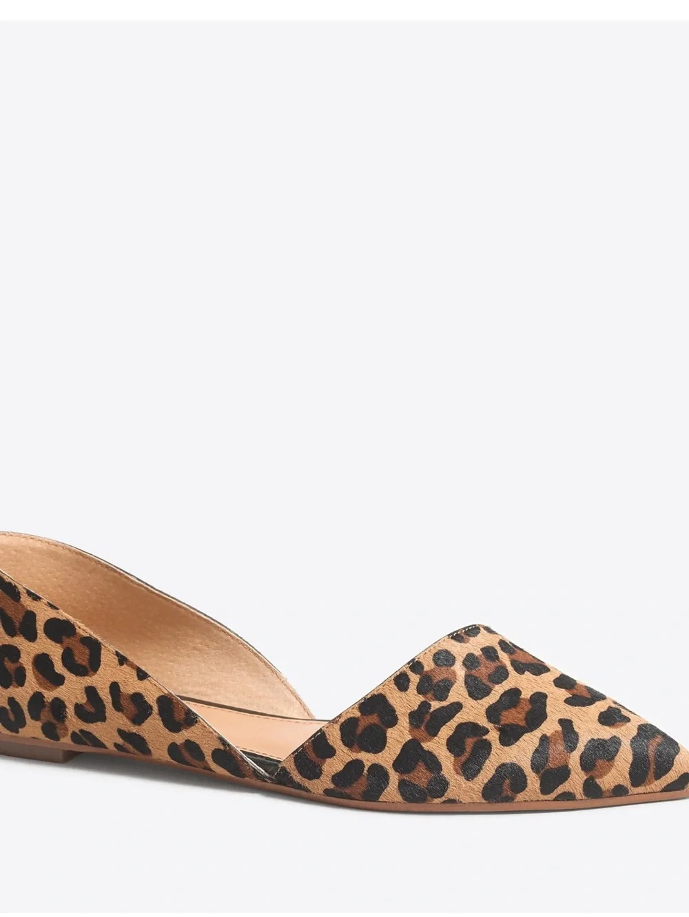 J. Crew Zoe Leopard Print Pointed Toe D'Orsay Flats in Tan and Black Size 7.5